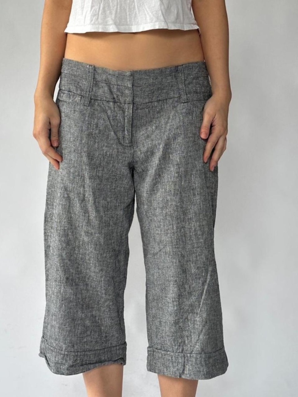 Low Rise Capris Linen Gray XL